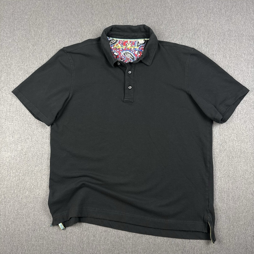 Robert Graham Mens Medium Skull Polo Shirt Black Embroidered Classic Fit 157711 - Picture 2 of 7